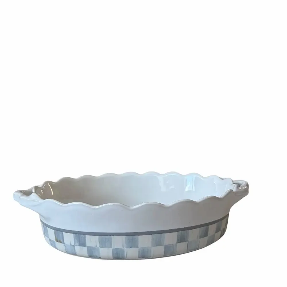 NEW MacKenzie-Childs Sterling Check Everyday Small Oval Baker